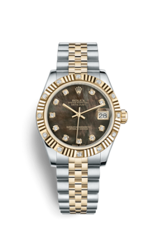 Rolex - 178313-0066  Datejust 31 Rolesor Yellow Fluted Diamond / Jubilee / Black MOP