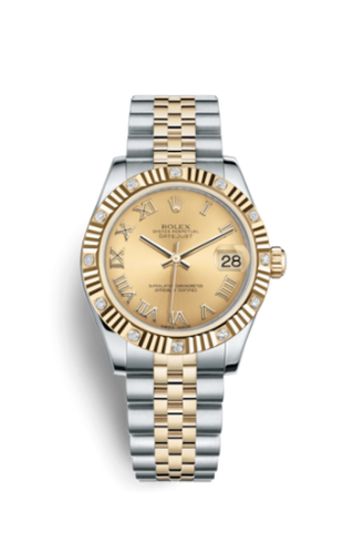 Rolex - 178313-0072  Datejust 31 Rolesor Yellow  Fluted Diamond / Jubilee / Champagne Roman