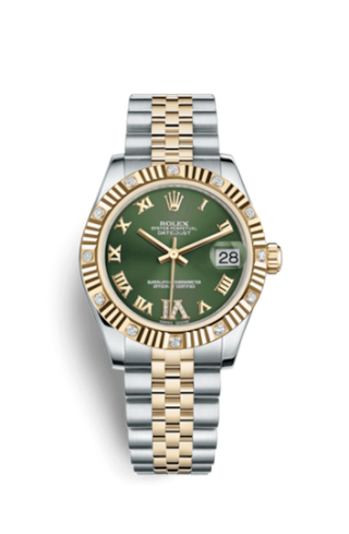 Rolex - 178313-0075  Datejust 31 Rolesor Fluted Diamond / Jubilee / Olive Roman