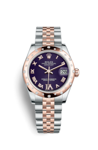 Rolex - 178341-0008  Datejust 31 Rolesor Everose Domed Diamond / Jubilee / Purple Roman