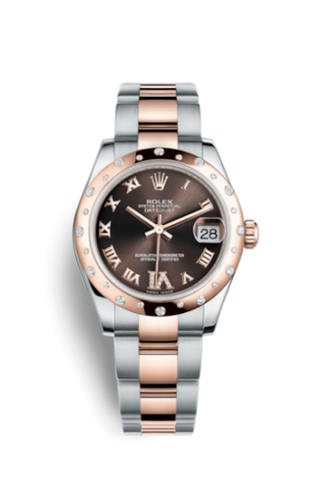 Rolex - 178341-0010  Datejust 31 Rolesor Everose Domed Diamond / Oyster / Chocolate Roman