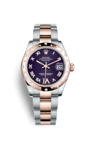 Rolex - 178341-0011  Datejust 31 Rolesor Everose Domed Diamond / Oyster / Purple Roman