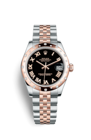 Rolex - 178341-0032  Datejust 31 Rolesor Everose Domed Diamond / Jubilee / Black Roman