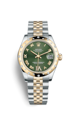 Rolex - 178343-0011  Datejust 31 Rolesor Yellow Domed Diamond / Jubilee / Olive Roman