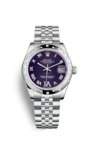 Rolex - 178344-0002  Datejust 31 Stainless Steel Domed Diamond / Jubilee / Purple - Roman