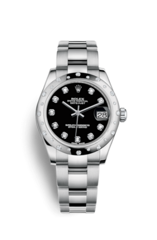 Rolex - 178344-0030  Datejust 31 Stainless Steel Domed Diamond / Oyster / Black - Diamond