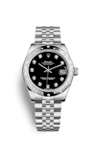 Rolex - 178344-0062  Datejust 31 Stainless Steel Domed Diamond / Jubilee / Black - Diamond