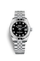 Rolex Datejust 31 Stainless Steel Domed Diamond / Oyster / Black - Arabic (178344-0062)