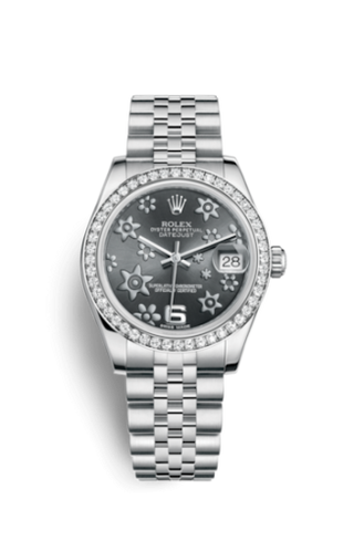 Rolex - 178384-0010  Datejust 31 Stainless Steel Diamond / Jubilee / Dark Rhodium Floral