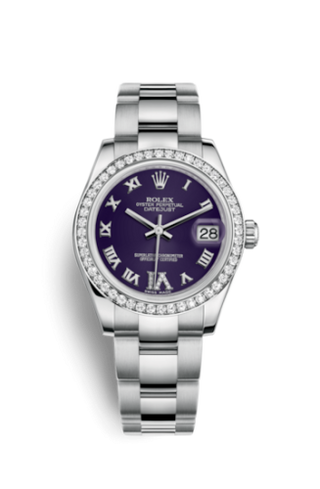 Rolex - 178384-0027.  Datejust 31 Stainless Steel Diamond / Oyster / Purple - Roman