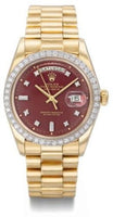 Rolex Day-Date 36 Platinum Diamonds / President / Paved (1804 Oxblood Stella)