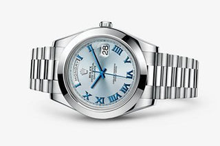 Rolex - 218206-0043  Day-Date II Platinum Ice Blue Roman