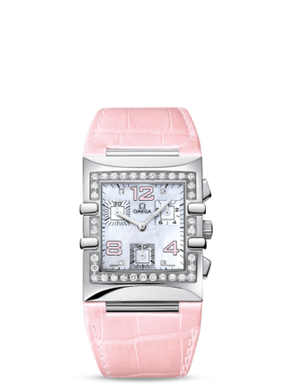 Omega - 1847.70.34  Constellation Quadra Quartz 28 Chronograph Stainless Steel / Diamond / Pink MOP/ Alligator