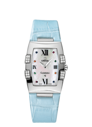 Omega - 1886.79.33  Constellation Quadrella Quartz 25 Stainless Steel / MOP / Blue Alligator