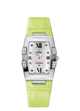 Omega - 1886.79.35  Constellation Quadrella Quartz 25 Stainless Steel / MOP / Green Alligator