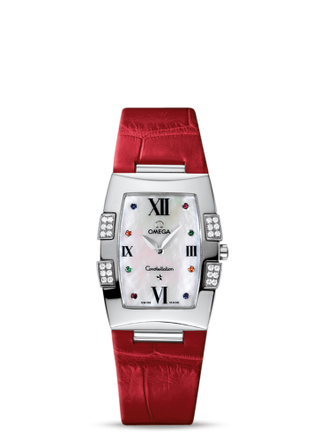 Omega - 1886.79.40  Constellation Quadrella Quartz 25 Stainless Steel / MOP / Red Alligator