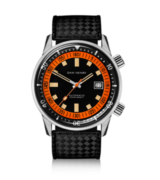 Dan Henry - 1970-44-Orange  Dan Henry 1970 Automatic Diver 44 Black-Orange / Stainless Steel 