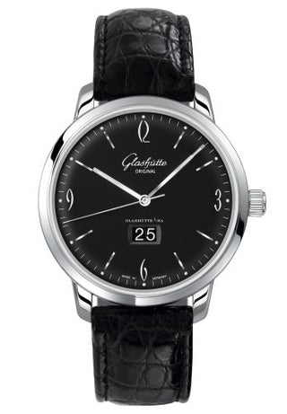 Glashütte Original - 2-39-47-03-02-04  Sixties Panorama Date Stainless Steel / Black / Alligator / Pin