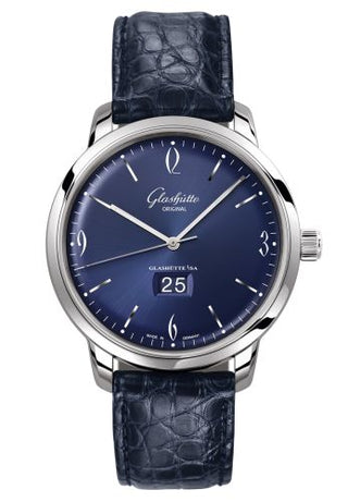 Glashütte Original - 2-39-47-06-02-04  Sixties Panorama Date Stainless Steel / Blue / Alligator / Pin