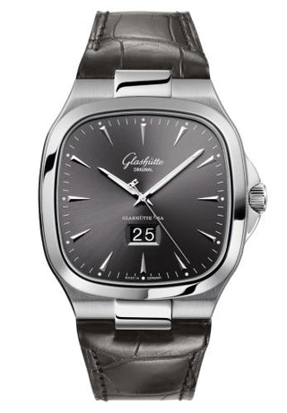 Glashütte Original - 2-39-47-12-12-04  Seventies Panorama Date Ruthenium/ Alligator / Folding