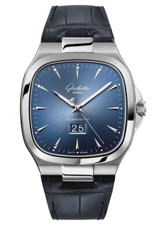 Glashütte Original - 2-39-47-13-12-04  Seventies Panorama Date Blue / Alligator / Folding