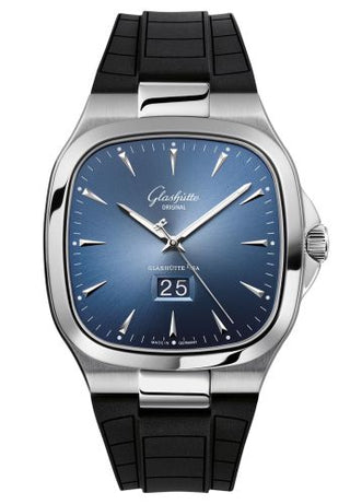 Glashütte Original - 2-39-47-13-12-06  Seventies Panorama Date Blue / Rubber / Folding