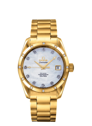 Omega - 2005.75.00  Seamaster Aqua Terra 150M Co-Axial 36.2 Yellow Gold / Diamond / MOP / Bracelet