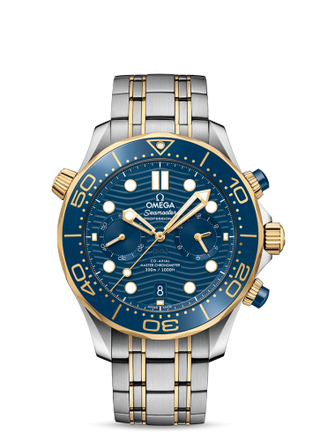 Omega - 210.20.44.51.03.001  Seamaster Diver 300M Master Co-Axial 44 Chronograph Stainless Steel / Yellow Gold / Blue / Bracelet