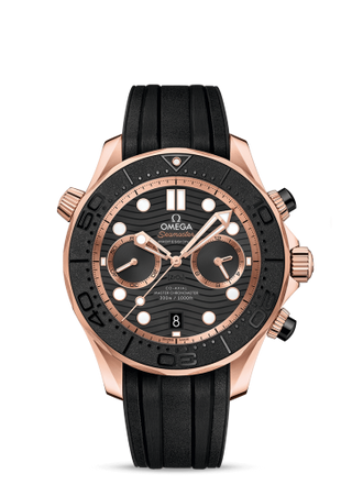 Omega - 210.62.44.51.01.001  Seamaster Diver 300M Master Co-Axial Chronograph 44 Sedna Gold / Black / Rubber