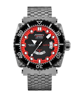 Formex - 2100.3.2072.100  Diver Quartz GMT Black - Red / Bracelet