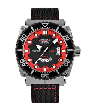 Formex - 2100.3.2072.216  Diver Quartz GMT Black - Red / Calf