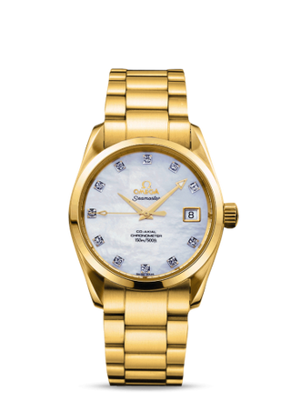 Omega - 2104.75.00  Seamaster Aqua Terra 150M Co-Axial 36.2 Yellow Gold / Diamond / MOP / Bracelet