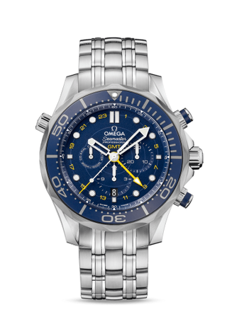 Omega - 212.30.44.52.03.001  Seamaster Diver 300M Co-Axial 44 GMT Chronograph Stainless Steel / Blue / Bracelet