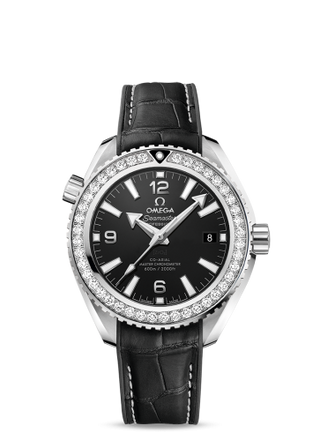 Omega - 215.18.40.20.01.001  Seamaster Planet Ocean 600M Co-Axial 39.5 Master Chronometer Stainless Steel / Diamond / Black / Alligator