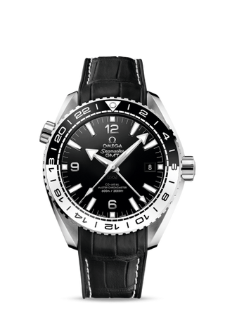 Omega - 215.33.44.22.01.001  Seamaster Planet Ocean 600M Co-Axial 43.5 Master Chronometer GMT Stainless Steel / Black White / Alligator