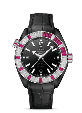 Omega - 215.98.46.22.01.002  Seamaster Planet Ocean 600M Co-Axial 45.5 Master Chronometer GMT Deep Black Ruby