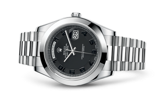 Rolex - 218206-0003  Day-Date II Platinum Black Arabic