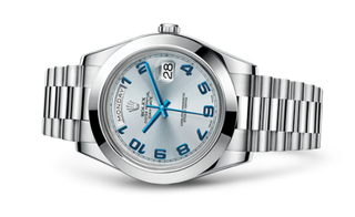 Rolex - 218206-0010  Day-Date II Platinum Ice Blue Arabic