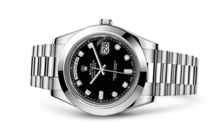 Rolex - 218206-0020  Day-Date II Platinum Black Diamonds