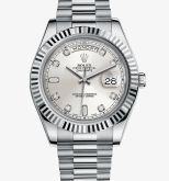 Rolex - 218239-0006  Day-Date II White Gold Silver Diamonds