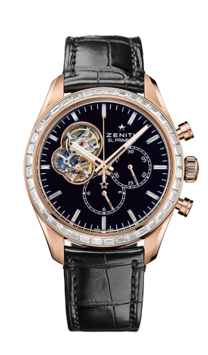 Zenith - 22.2080.4061/21.C496  El Primero Chronomaster Open Rose Gold / Diamond / Black / Alligator