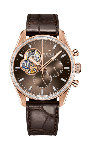 Zenith - 22.2080.4061/76.C494  El Primero Chronomaster Open Rose Gold / Diamond / Brown / Alligator