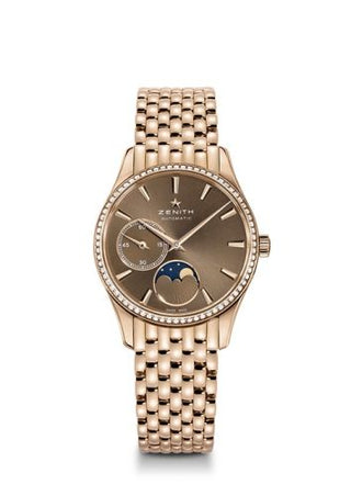 Zenith - 22.2310.692/75.M2310  Elite Ultra Thin Lady Moonphase Rose Gold / Brown / Diamond / Bracelet