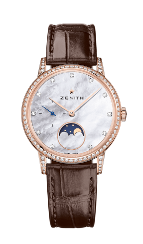 Zenith - 22.2321.692/82.C713  Elite Lady Moonphase Rose Gold / Mother of Pearl / Alligator