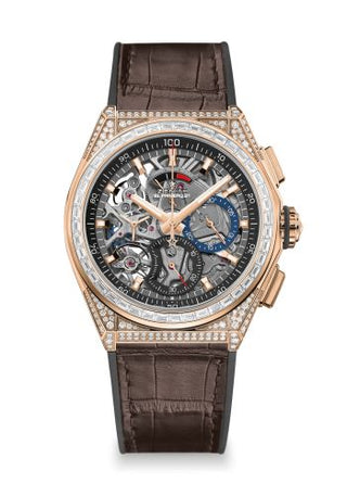 Zenith - 22.9000.9004/71.R585  Defy El Primero 21 Rose Gold / Diamond / Skeleton / Alligator