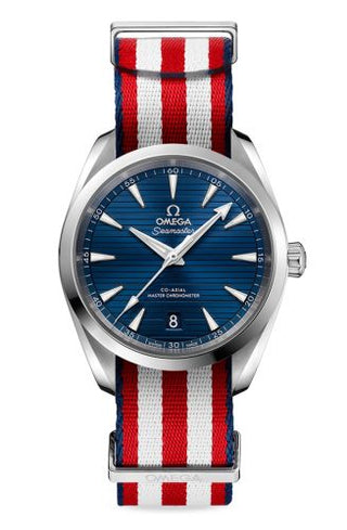 Omega - 220.12.38.20.03.002  Seamaster Aqua Terra 150M Master Chronometer 38 Stainless Steel / Blue / NATO / US Olympic