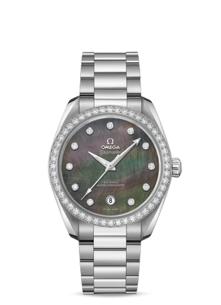 Omega - 220.15.38.20.57.001  Seamaster Aqua Terra 150M Master Chronometer 38 Stainless Steel / Diamond / Grey MOP / Bracelet