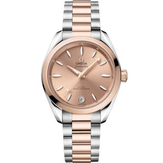 Omega - 220.20.34.20.10.001  Seamaster Aqua Terra 150M Shades Master Chronometer 34 Stainless Steel - Sedna Gold / Rose / Bracelet