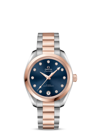 Omega - 220.20.34.20.53.001  Seamaster Aqua Terra 150M Master Chronometer 34 Stainless Steel / Sedna Gold / Blue / Bracelet