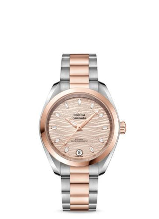 Omega - 220.20.34.20.59.001  Seamaster Aqua Terra 150M Master Chronometer 34 Stainless Steel / Sedna Gold / Grey - Diamond / Bracelet